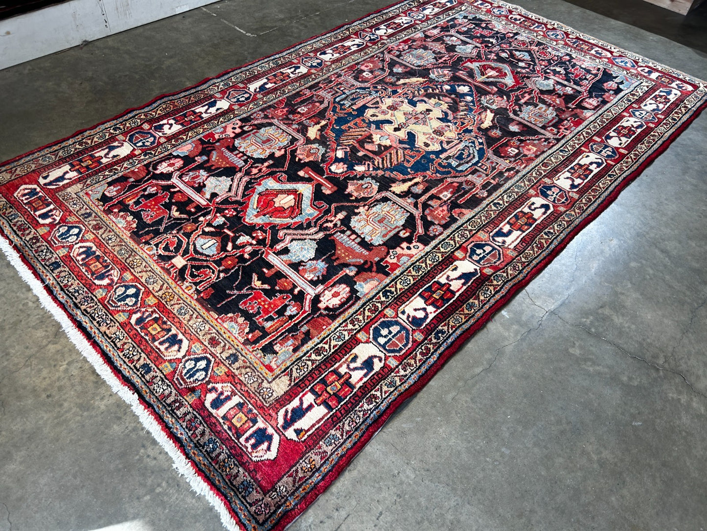 5'2" x 9'2" Hand-Knotted 100% Wool Pile Hamadane Area Rug - Carpet