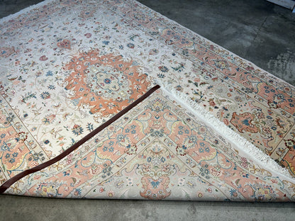 6'7"x9'10" Extra-Fine Hand-Knotted Wool & Silk Blend Tabrize Carpet - Area Rug