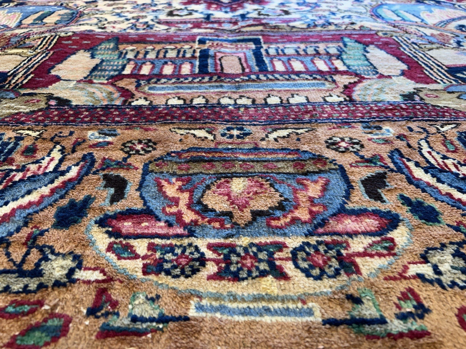 8’2”x11’2” Antique Hand-Knotted 100% Wool Pile Tabrize Area Rug - Carpet