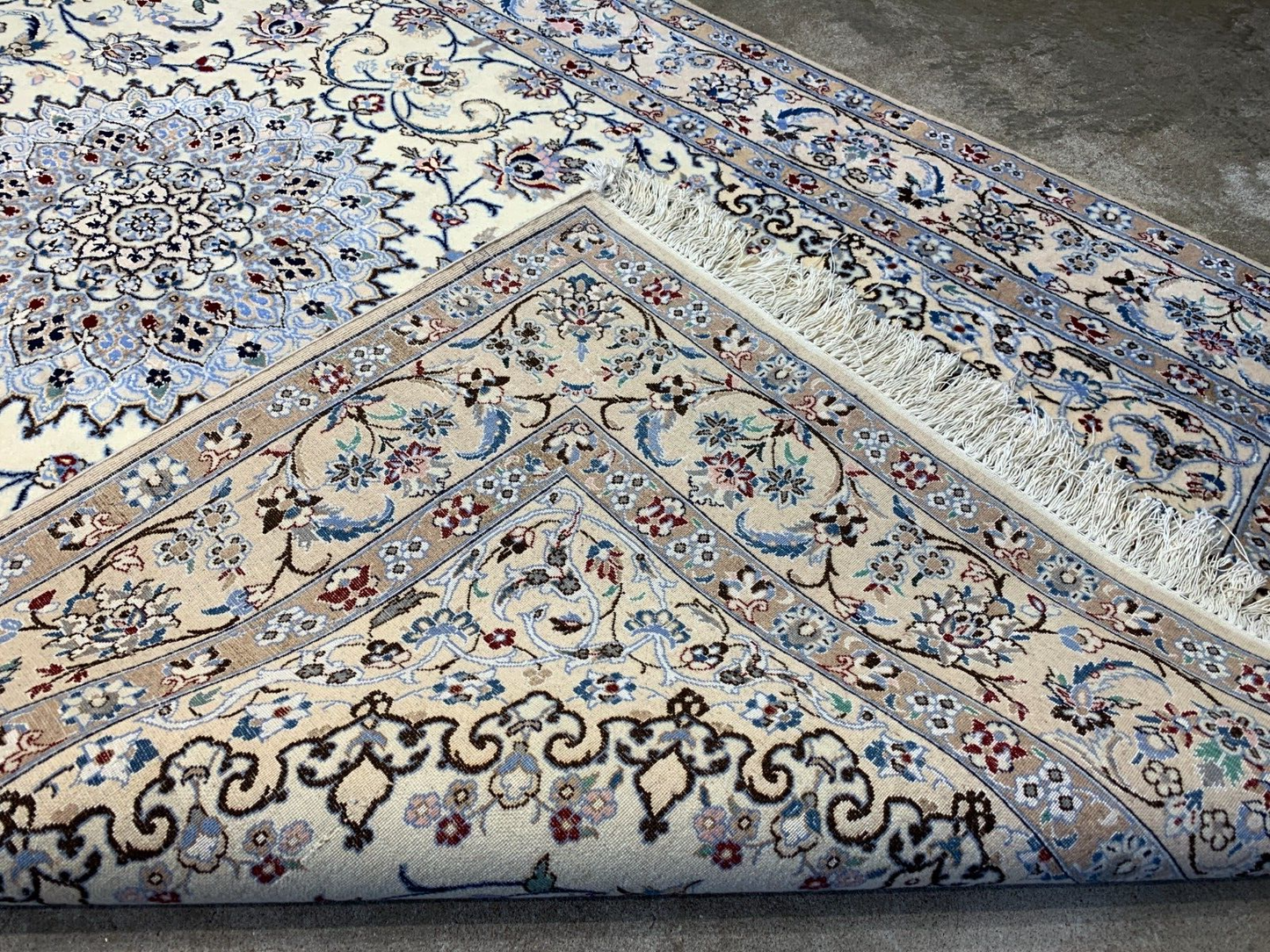 4'x6'6" Fine Hand-Knotted Wool & Silk Blend Naine Carpet - Area Rug