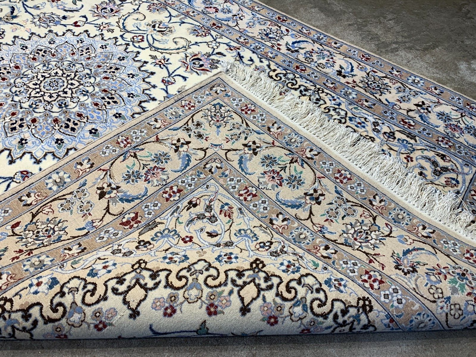 4'x6'6" Fine Hand-Knotted Wool & Silk Blend Naine Carpet - Area Rug