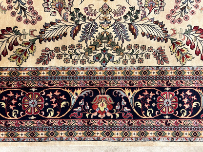 9'1"x12'1" Hand-Knotted 100% Lamb Wool Sarouke Design Carpet - Area Rug