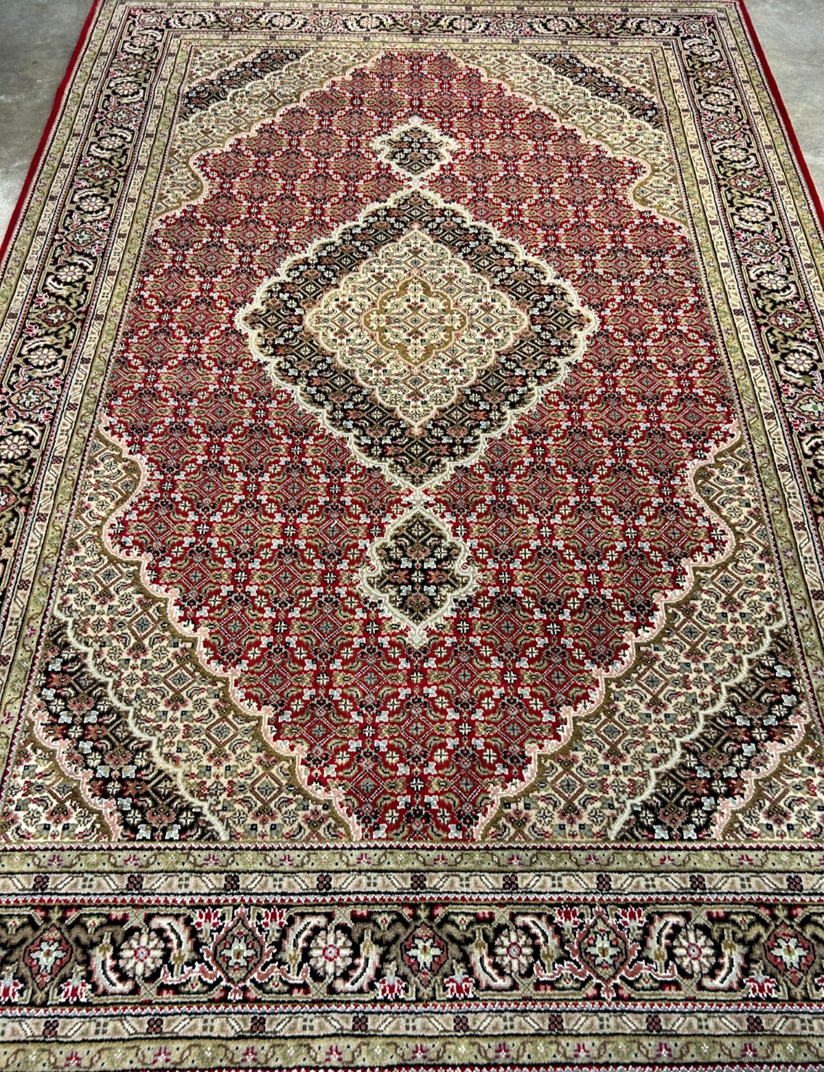 6'1"x8'9" Hand-Knotted 100% Wool Pile Tabrize Design Carpet - Area Rug