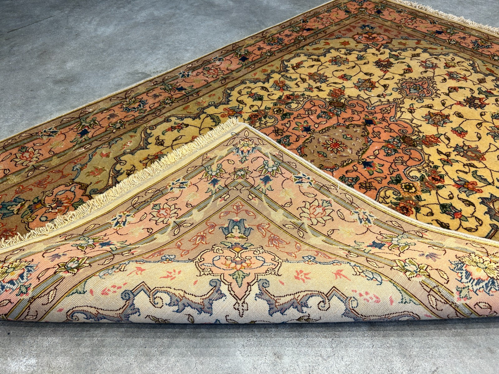3'4"x6' Very Fine Hand-Knotted Wool & Silk Tabrize Rug