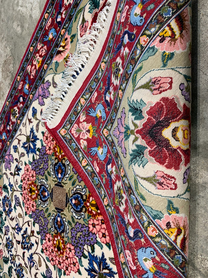 2'3"x3'6" Extra-Fine Hand-Knotted Wool & Silk Isfahane Rug