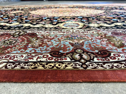 6'6"x9'6" Exquisite Extra-Fine Hand-Knotted 100% Silk Qume Carpet - Area Rug