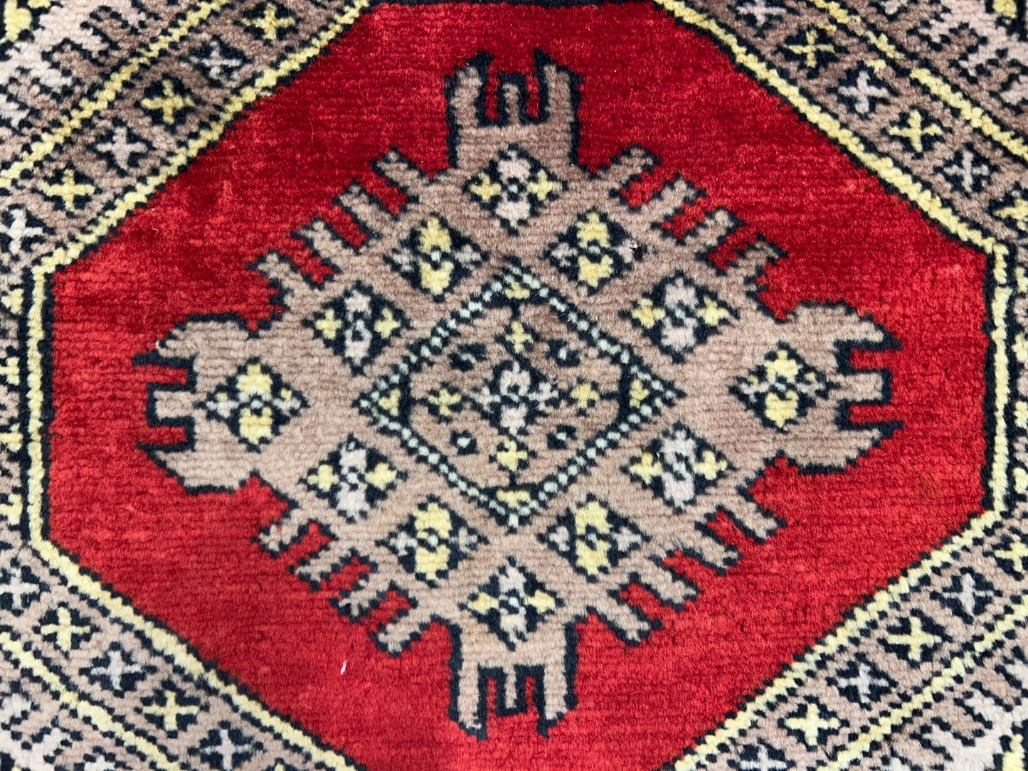4'2"x6'4" Hand-Knotted 100% Wool Pile Bokhara Area Rug - Carpet