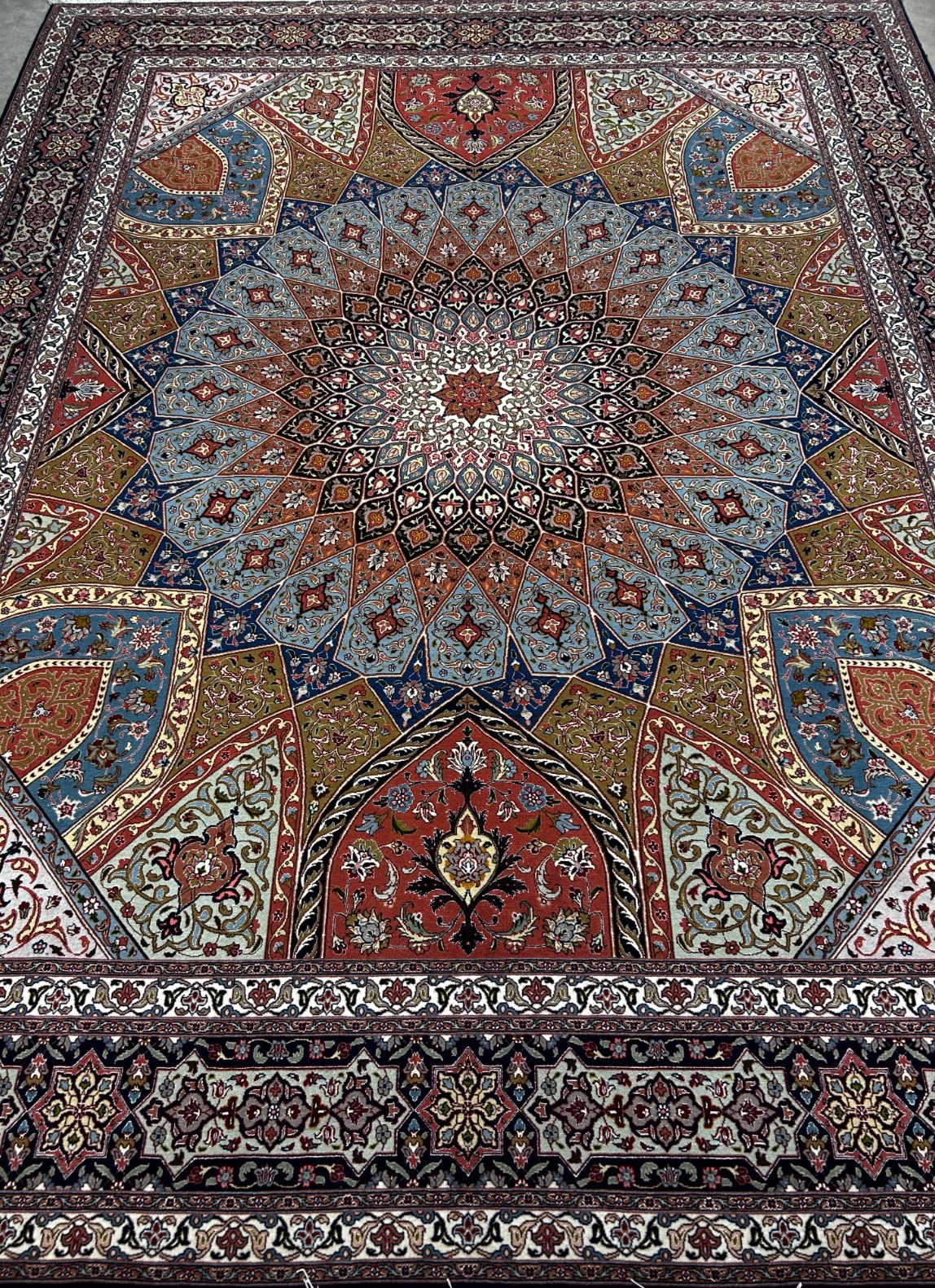 8'3"x10'5" Very Fine Hand-Knotted Wool & Silk Tabrize Rug