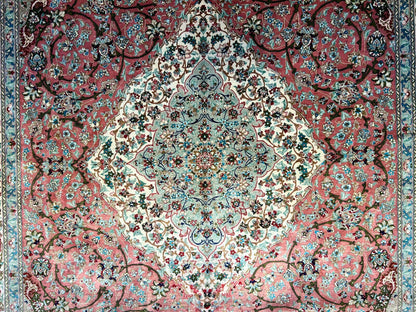 6'5"x9'5" Exquisite Hand-Knotted 100% Silk Qume Rug
