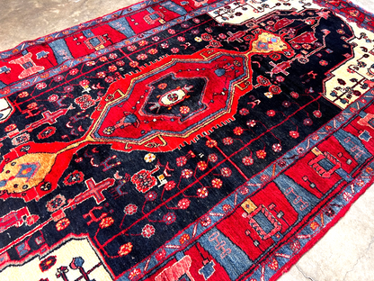 5'1" x 9'8" Hand-Knotted 100% Wool Carpet - Nahavande Area Rug