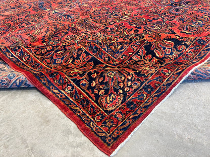 9'2"x11'4" Antique Fine Lamb Wool Sarouke Mohajeran Rug Hand-knotted Carpet