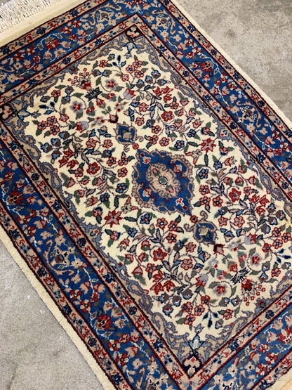 2'x3' Hand-Knotted Wool Oriental Rug - Area Carpet