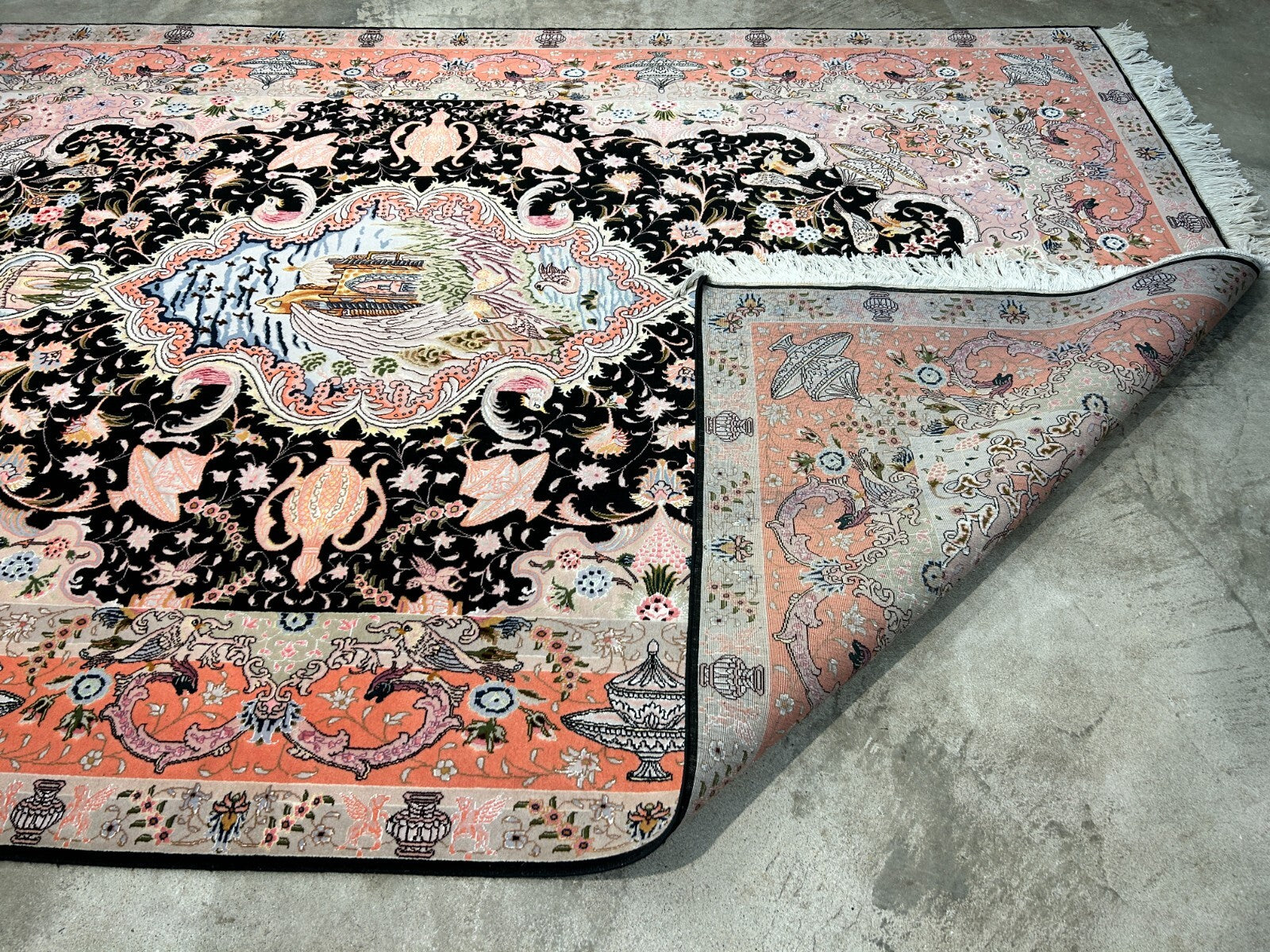 6'8"x10'3" Very-Fine Hand-Knotted Wool & Silk Blend Tabrize Carpet - Area Rug