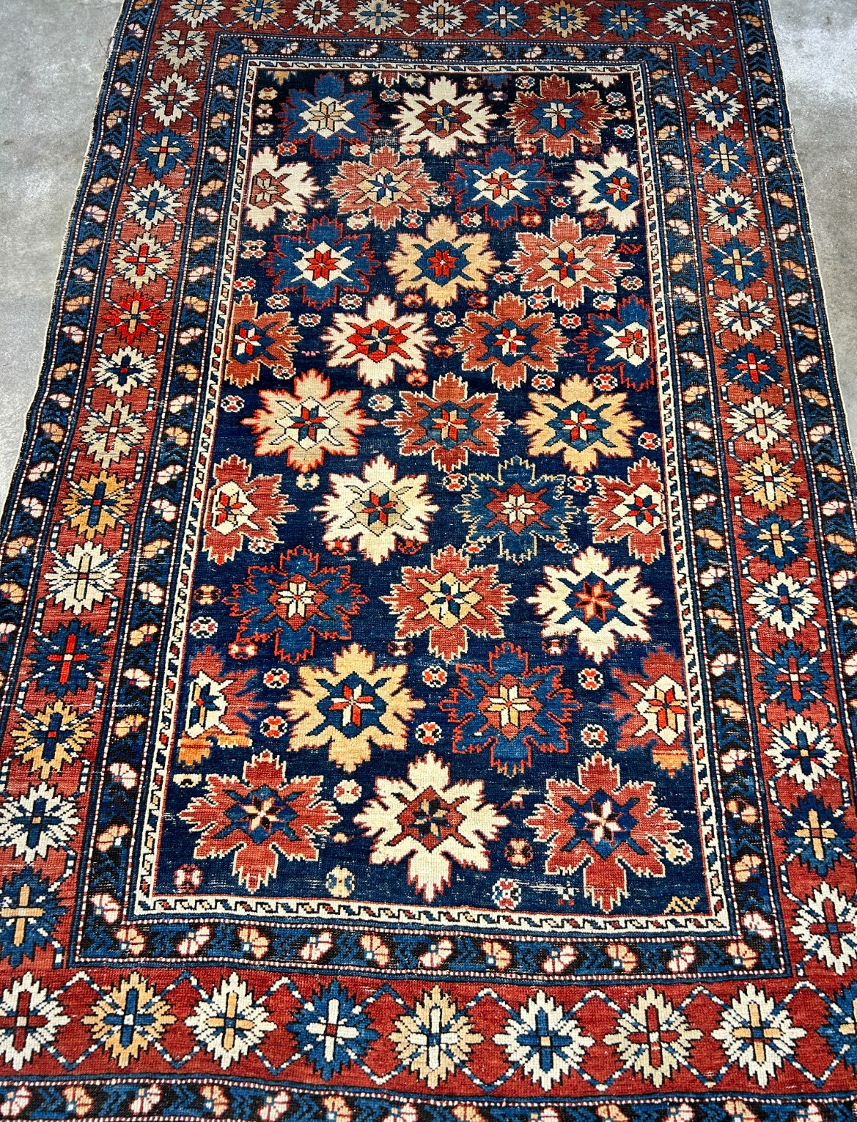 Collector Item -  4'x6'3" Antique Hand-Knotted 100% Wool Pile Kazak Rug