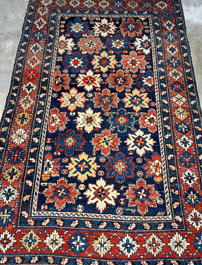 Collector Item -  4'x6'3" Antique Hand-Knotted 100% Wool Pile Kazak Rug