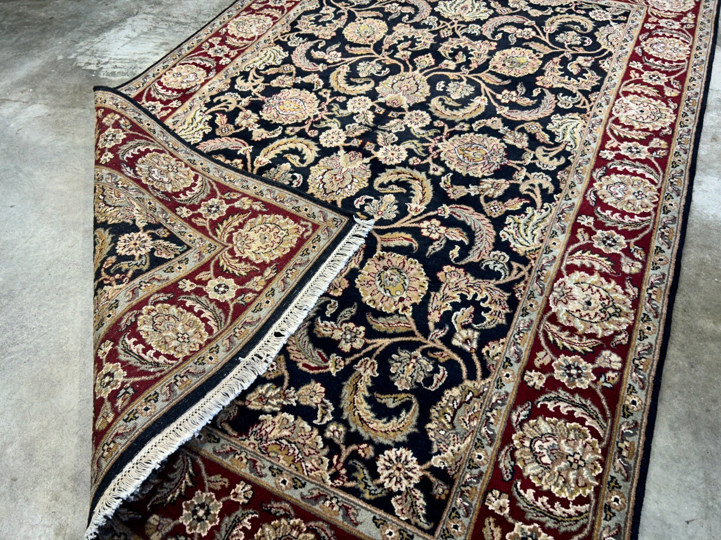 6'2"x9'4'' Hand-Knotted 100% Wool Pile Indo-Agra Area Rug - Area Carpet