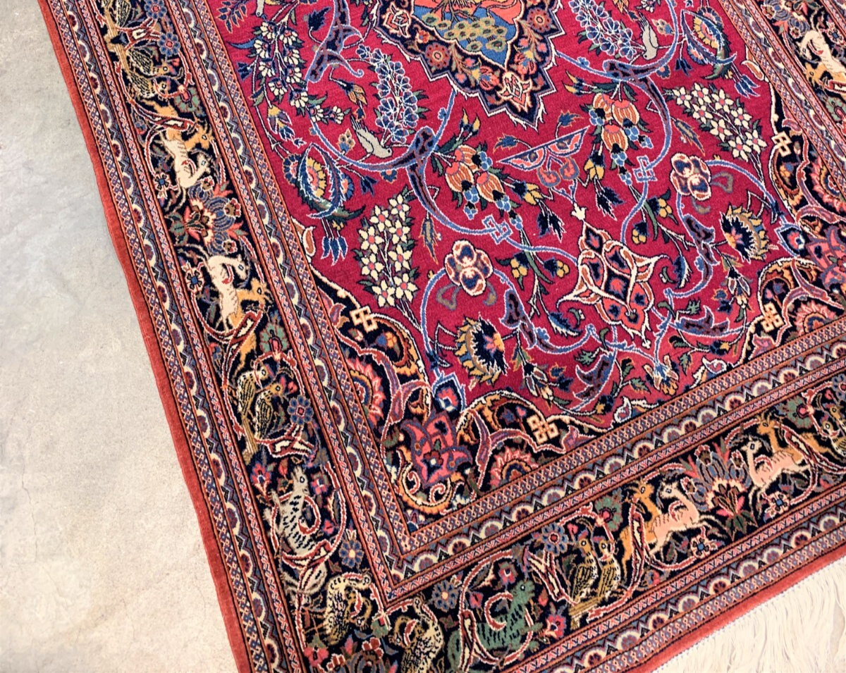 Collector Item - 4'3"x6'10" - Antique Pre-1900 Fine Wool Pile Kashane Rug