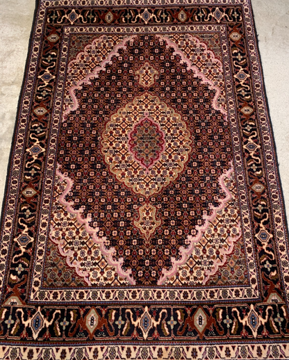 3'3"x5'1'' Hand-Knotted Silk & Wool Tabrize Area Rug - Area Carpet
