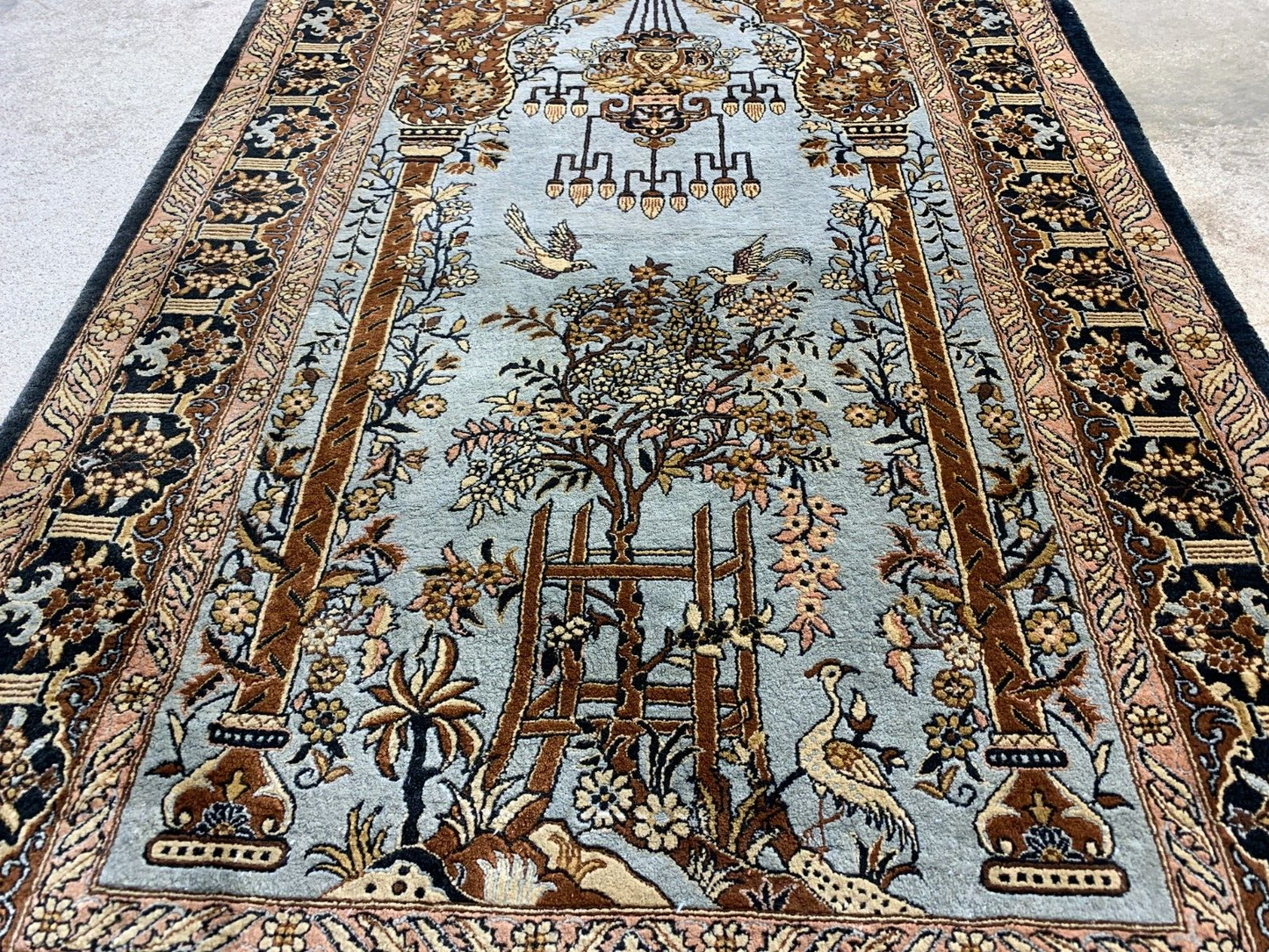 2'7"x4'1" Hand-Knotted 100% Silk Prayer Rug - Area Rug