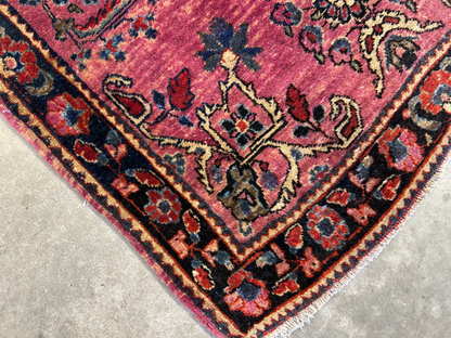 2'7"x4'10" Antique Hand-Knotted 100% Wool Pile Sarouke Area Rug - Carpet