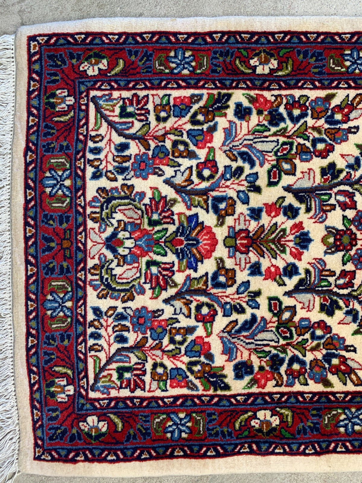2'4"x4' Hand-Knotted 100% Wool Pile Sarouke Rug
