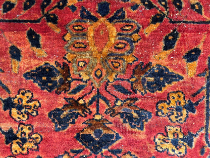 4'10"x6'6" Antique Hand-Knotted 100% Wool Pile Sarouke Area Rug - Carpet