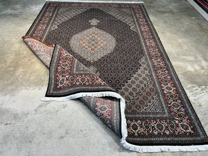 6'7"x9'10" Fine Hand-Knotted Wool & Silk Blend Tabrize Mahi Carpet - Area Rug