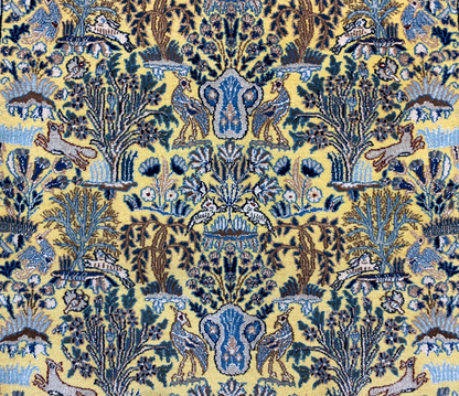 3'7"x5'6'' Very Fine Hand-Knotted Silk & Wool Tree of Life Naine Area Rug - Carp