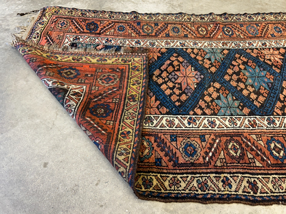 3'4"x6'6" Antique Hand-Knotted 100% Wool Pile Kordish Area Rug - Carpet