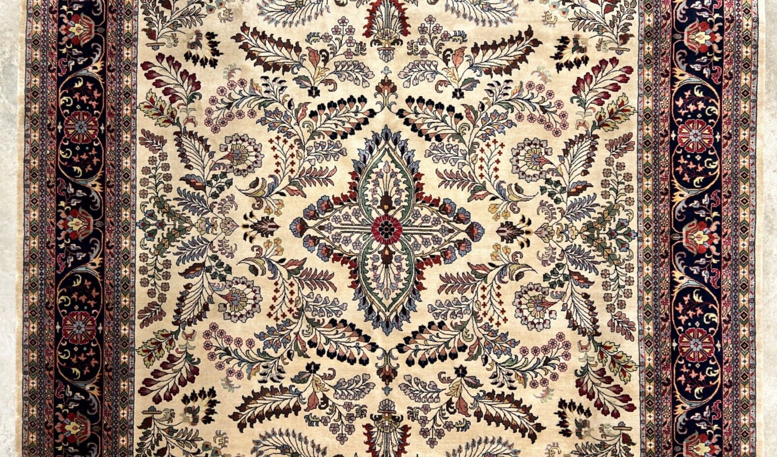 9'1"x12'1" Hand-Knotted 100% Lamb Wool Sarouke Design Carpet - Area Rug