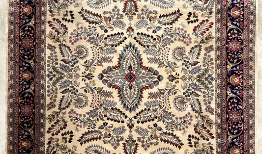 9'1"x12'1" Hand-Knotted 100% Lamb Wool Sarouke Design Carpet - Area Rug
