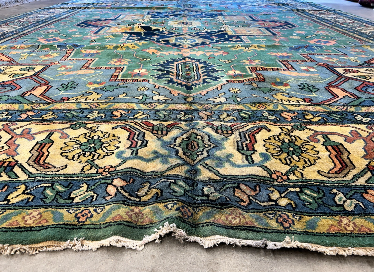 11'11"x15'11" Hand-Knotted 100% Wool Pile Herize Area Rug - Carpet