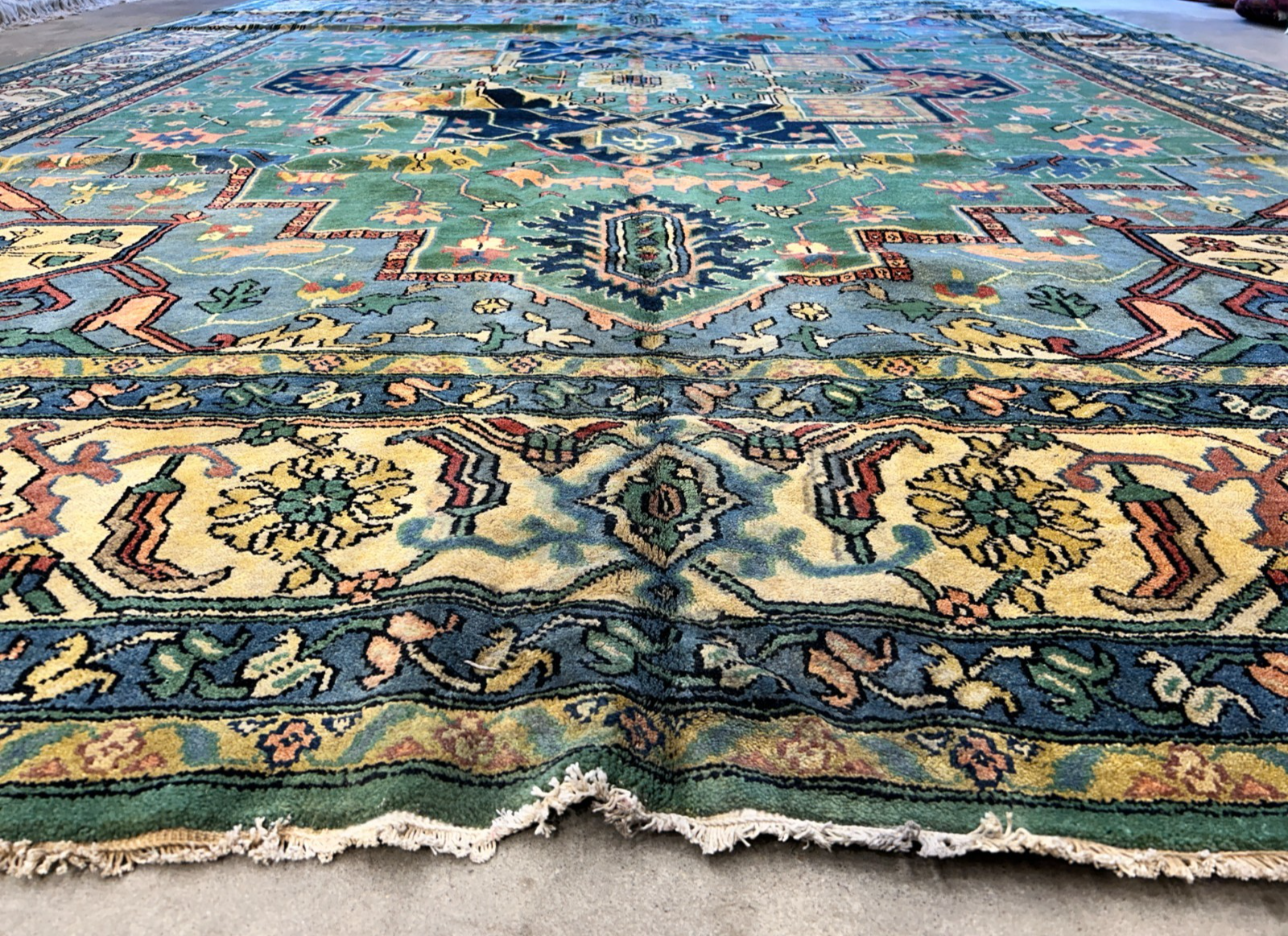 11'11"x15'11" Hand-Knotted 100% Wool Pile Herize Area Rug - Carpet