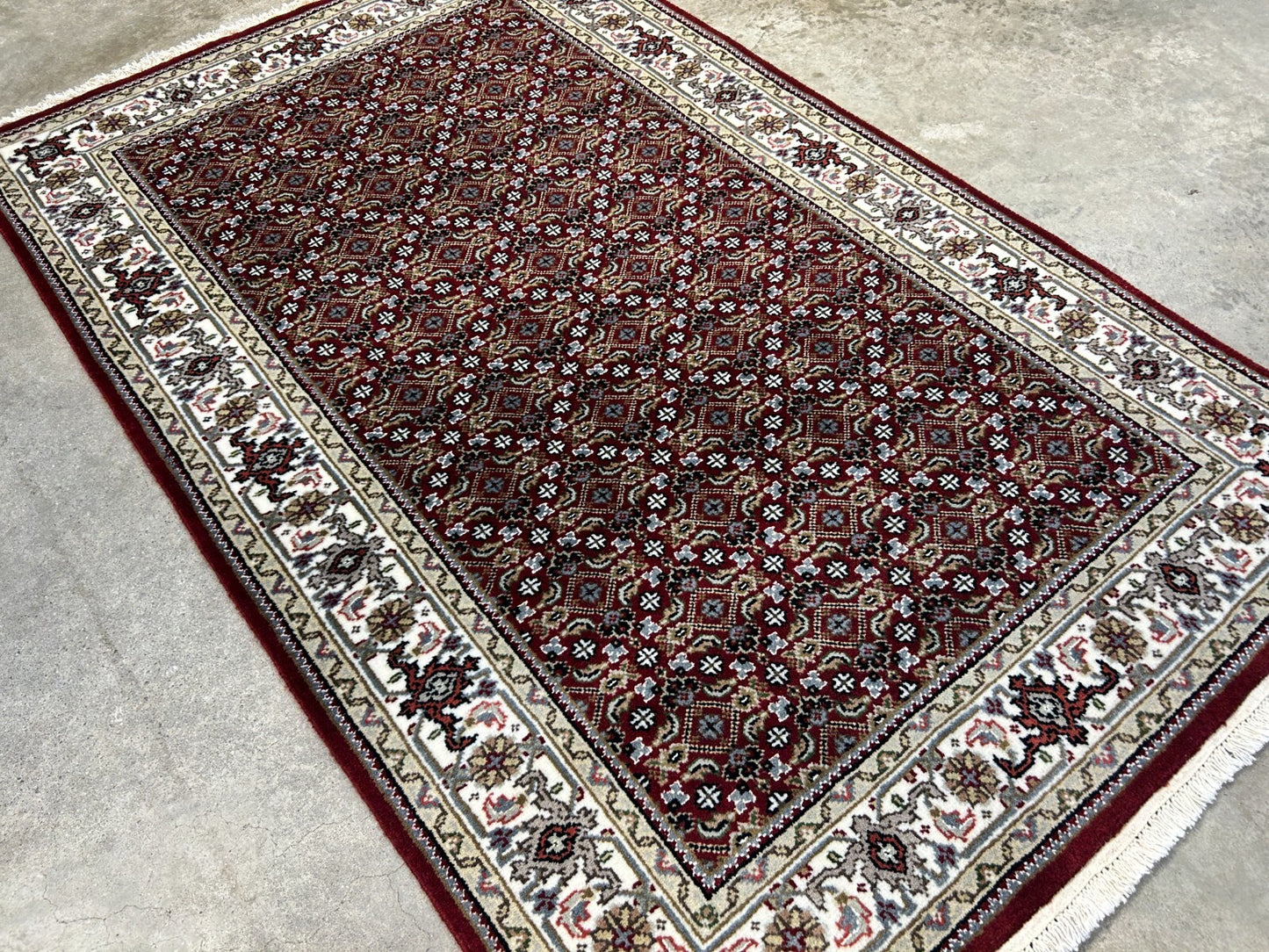 3'2"x5' Hand-Knotted Wool & Silk Tabrize Mahi Rug - Area Carpet