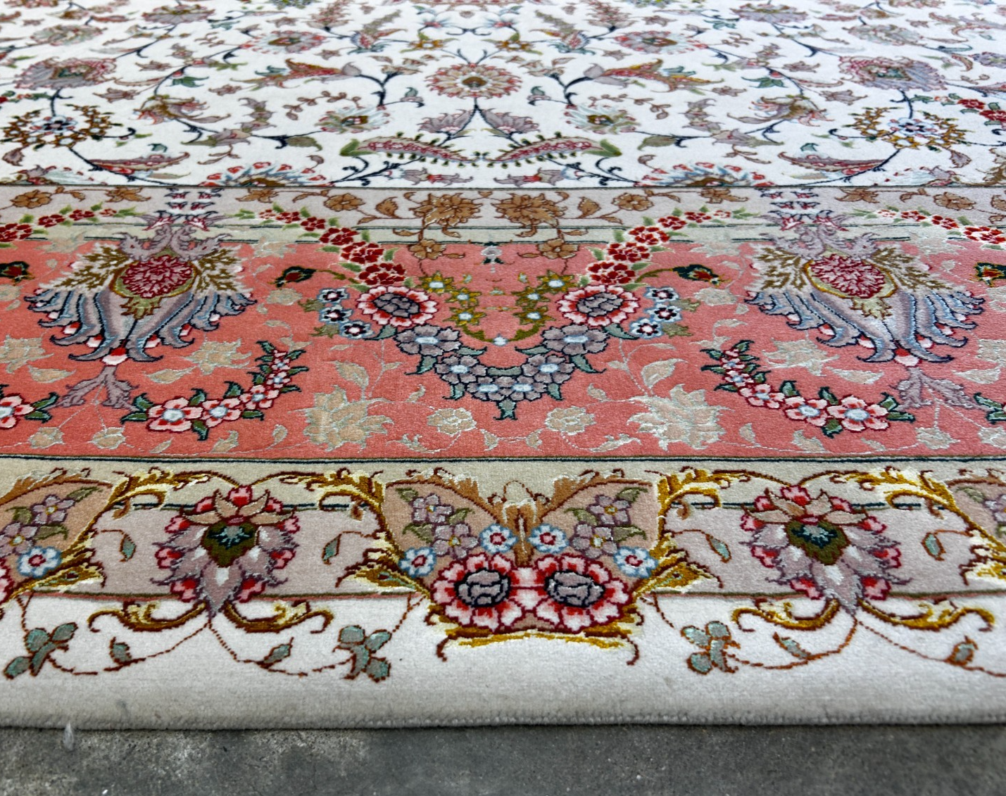 8'3"x11'6" Very Fine Hand-Knotted Wool & Silk Tabrize Area Rug - Signed