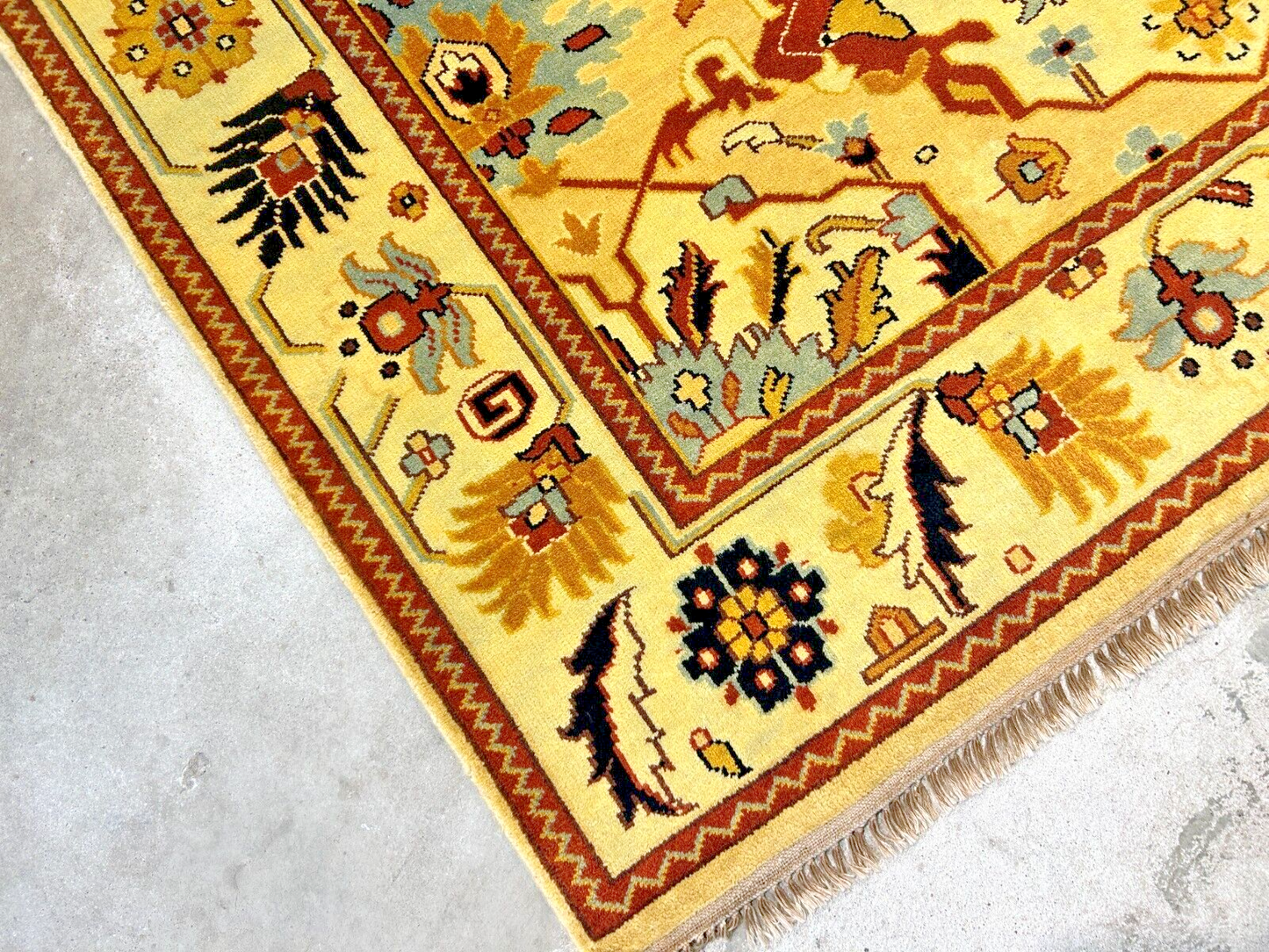 6'2"x9'0" Hand-Knotted 100% Wool Pile Indian Bakhsayeshe Carpet - Area Rug