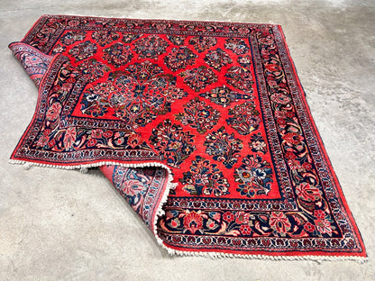 Collector Antique - 4'x4' Hand-Knotted 100% Wool Pile Sarouke Rug