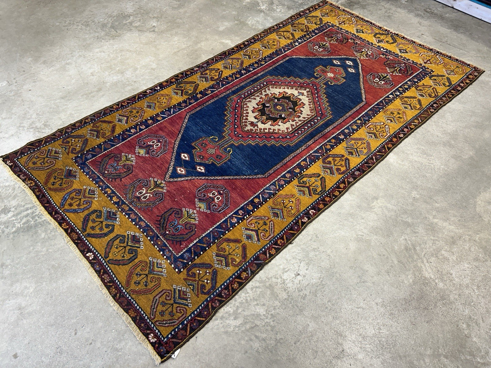 4'2"x8'1" Antique Hand-Knotted 100% Wool Pile Kazak Caucasian Area Rug - Carpet