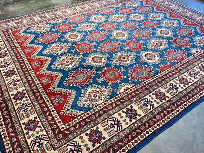 9'x12' Hand-Knotted 100% Wool Pile Kazak Rug
