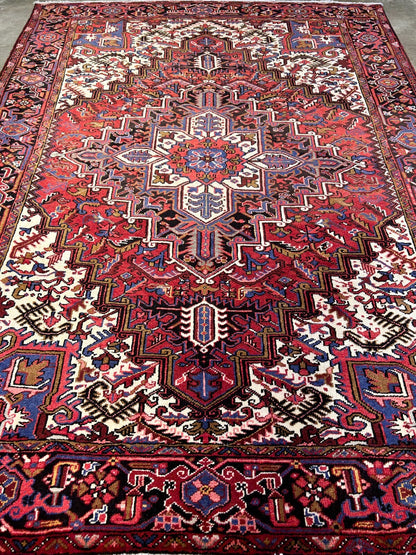 7'3"x9'9" Hand-Knotted 100% Wool Herize Carpet - Area Rug