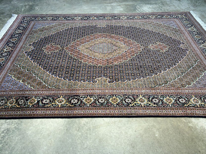 6'8"x9'8" Fine Hand-Knotted Wool & Silk Oriental Tabrize Rug - Area Carpet