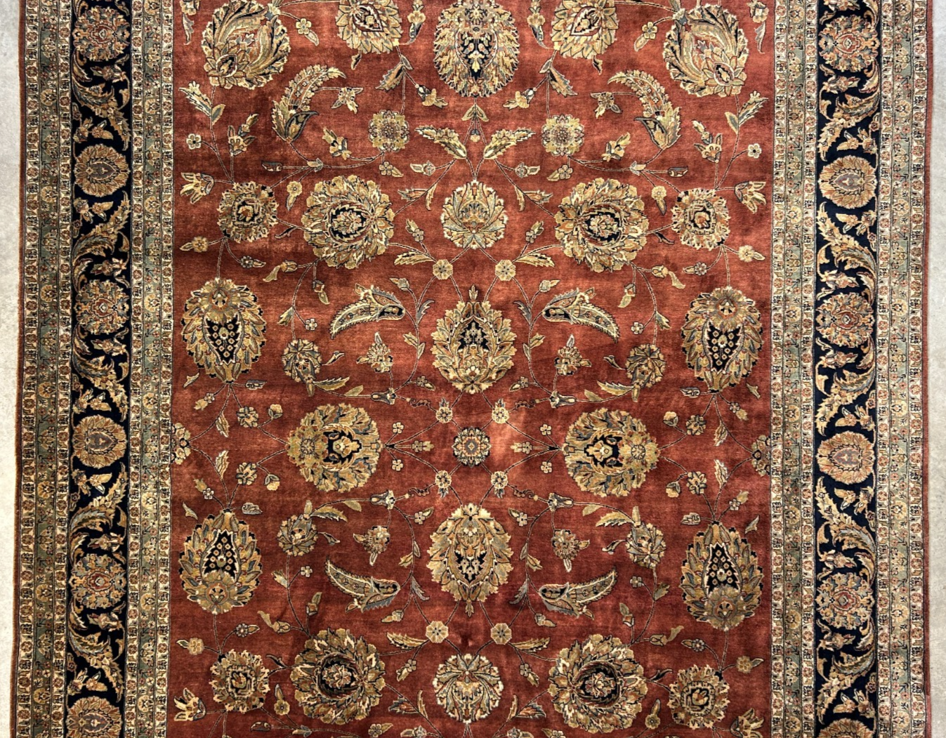 8'10"x12'3" Hand-Knotted 100% Wool Pile Indian Rug