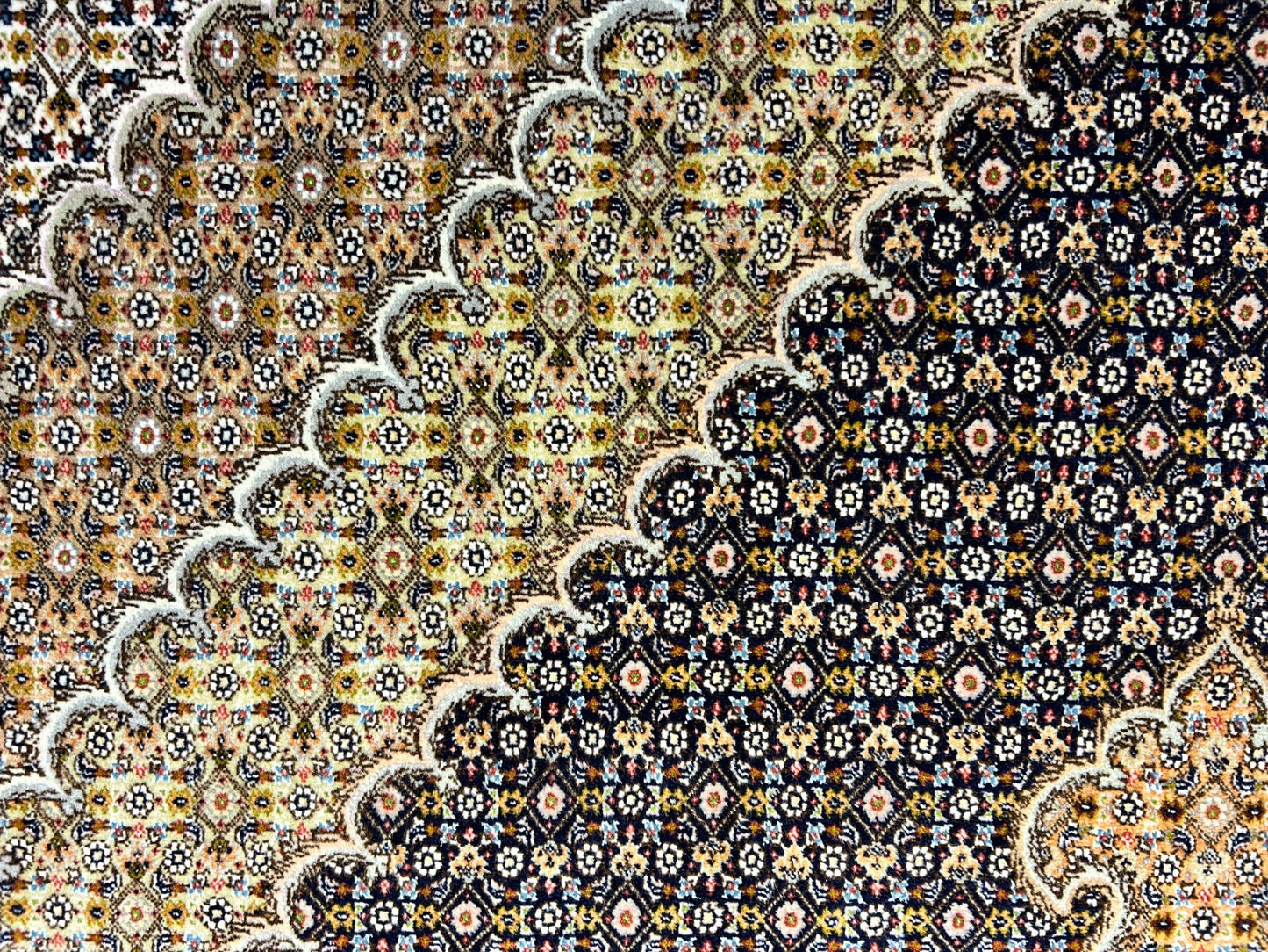 6'7"x9'9" Fine Hand-Knotted Wool & Silk Blend Tabrize Mahi Carpet - Area Rug