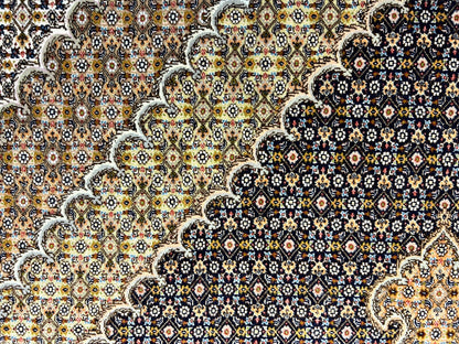 6'7"x9'9" Fine Hand-Knotted Wool & Silk Blend Tabrize Mahi Carpet - Area Rug