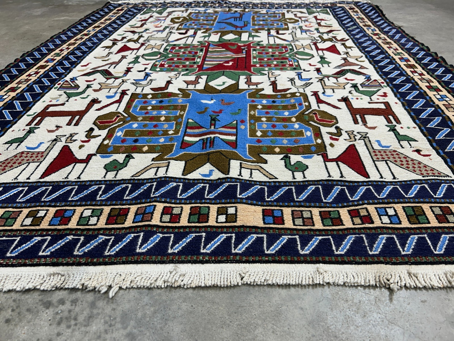 4'x4'10" Needle Punched 100% Wool Soumak Area Rug - Carpet