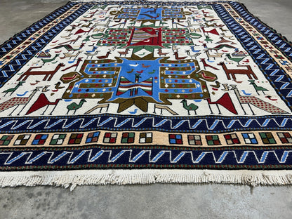 4'x4'10" Needle Punched 100% Wool Soumak Area Rug - Carpet