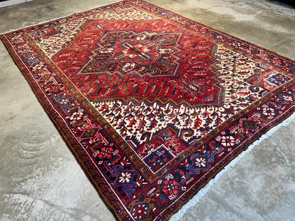 7'9"x11'2" Hand-Knotted 100% Wool Pile Herize Rug