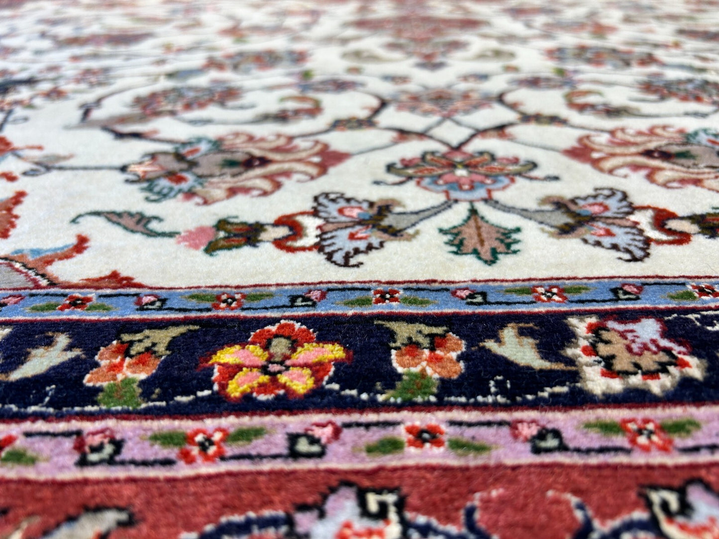 6'2"x9'3" Fine Hand-Knotted Wool & Silk Blend Tabrize Carpet - Area Rug