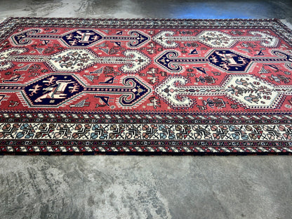 6'2"x9'0" Hand-Knotted 100% Wool Pile Indian Serapi Carpet - Area Rug