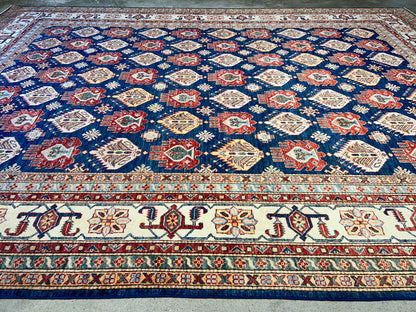 8'9"x11'11" Hand-Knotted 100% Wool Pile Kazak Design Carpet - Area Rug